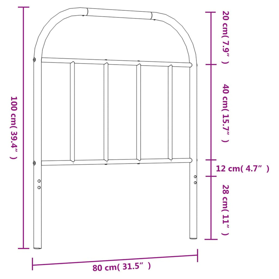 Hoofdbord Metaal Wit 75 Cm