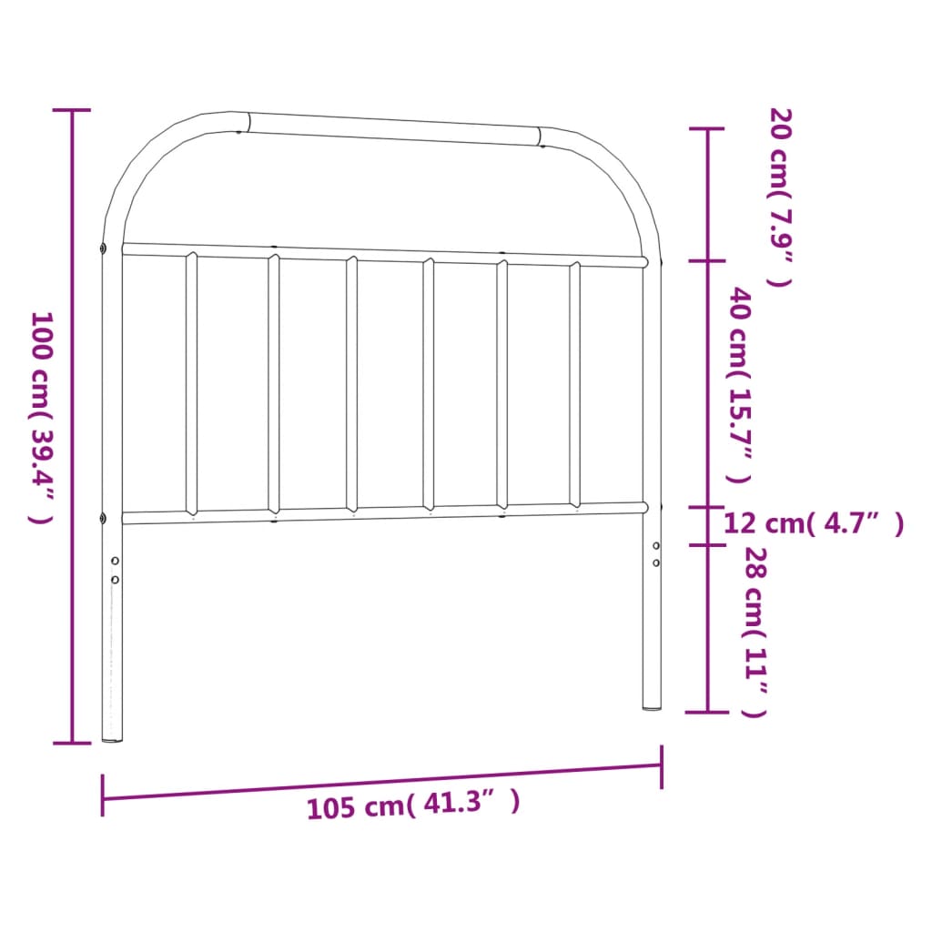 Hoofdbord Metaal Wit 100 Cm
