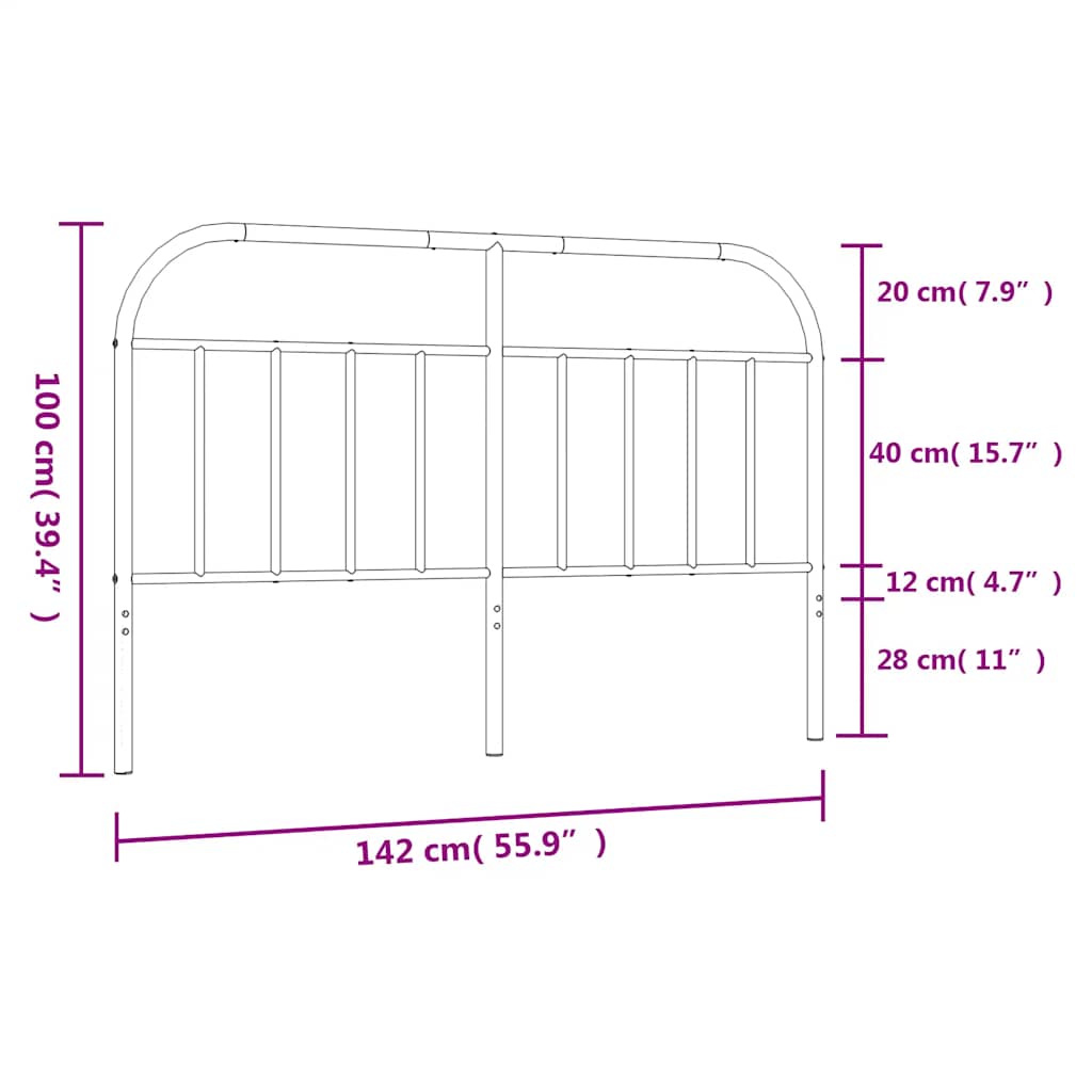 Hoofdbord metaal wit 135 cm