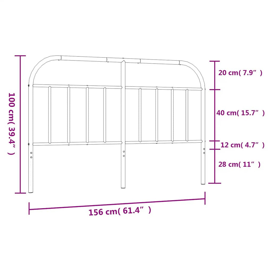 Vervangend hoofdbord metaal wit 150 cm
