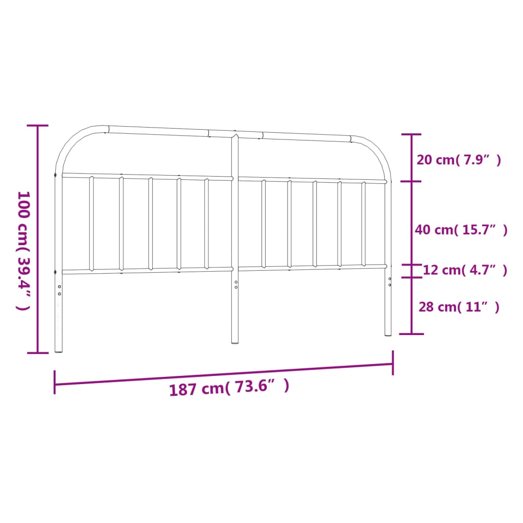 Hoofdbord Metaal Wit 180 Cm