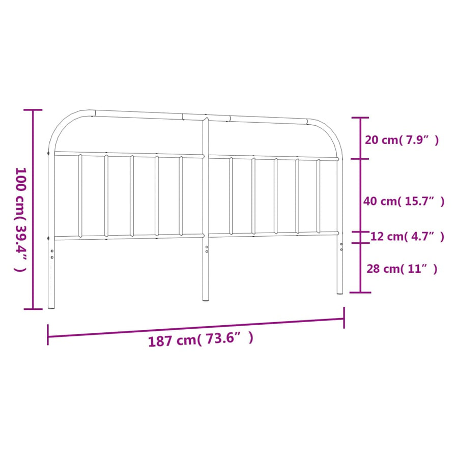 Hoofdbord Metaal Wit 180 Cm