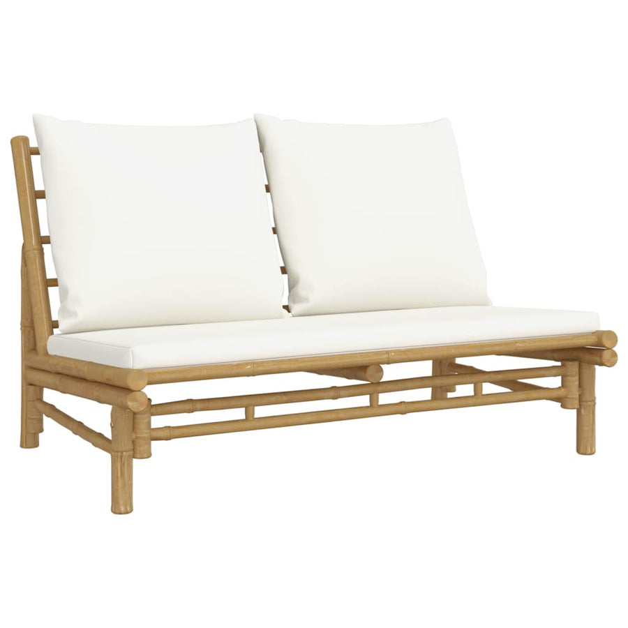Tuin Met Witte Kussens Bamboe crème Bank