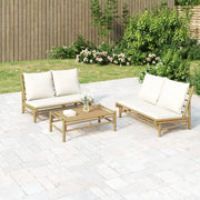 Tuinbank bamboe crèmewit 115x85.5x73.5 cm