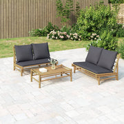 Tuinbank bamboe 115x85.5x73.5 cm donkergrijs