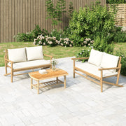 Loungeset 2-delig bamboe crèmewit