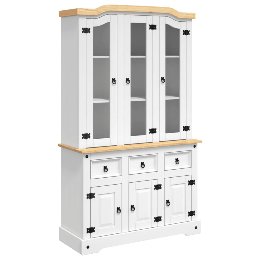 Hoge Kast Corona 112X43X196 Cm Massief Mexicaans Grenenhout Wit