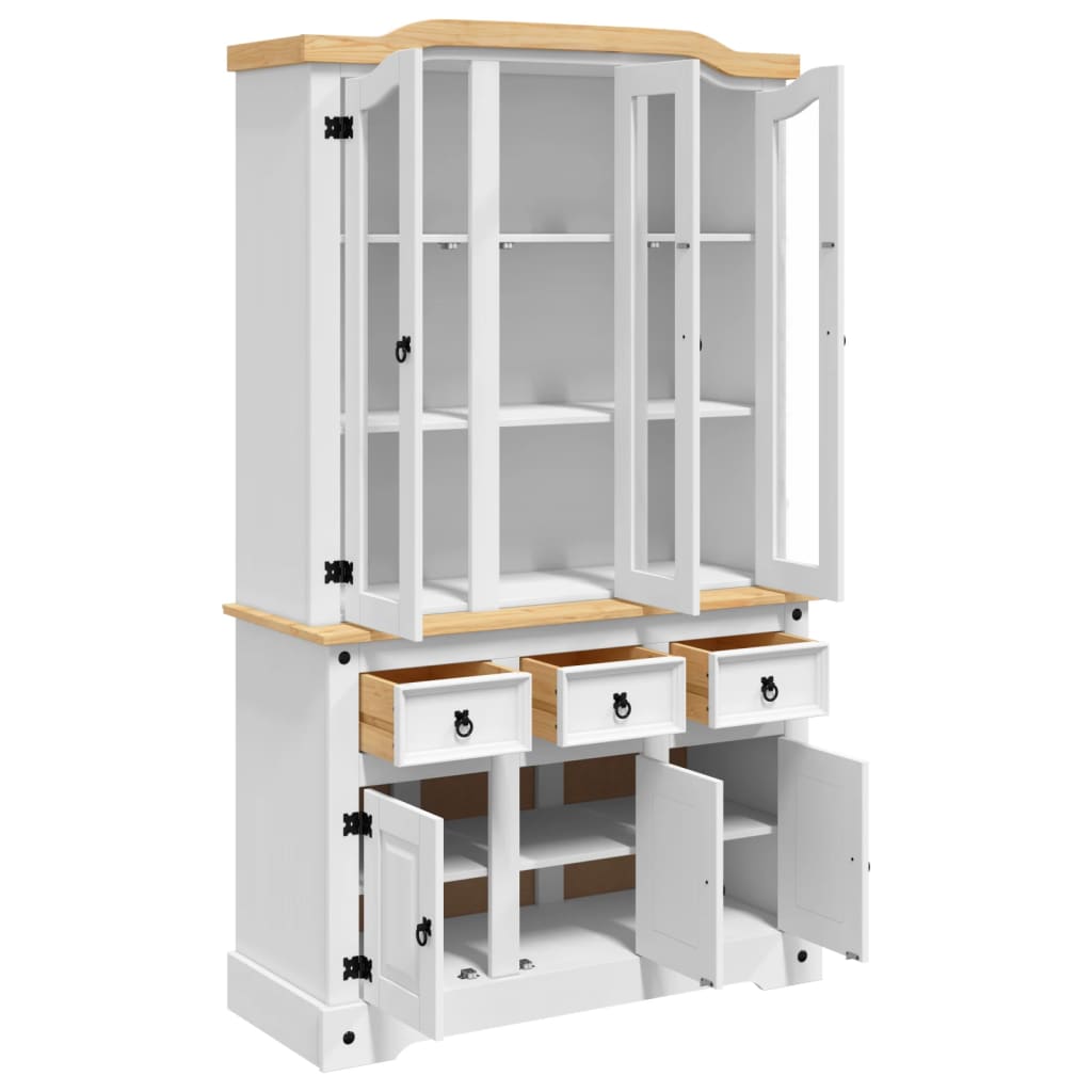 Hoge Kast Corona 112X43X196 Cm Massief Mexicaans Grenenhout Wit