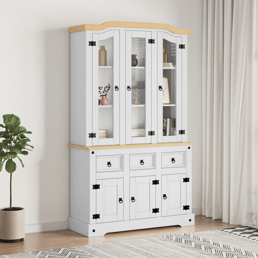 Hoge Kast Corona 112X43X196 Cm Massief Mexicaans Grenenhout Wit