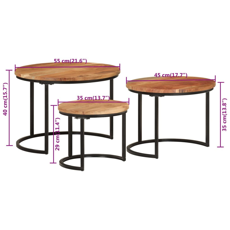 Tafeltjesset 3 Ø 35 x 29 cm Massief acaciahout