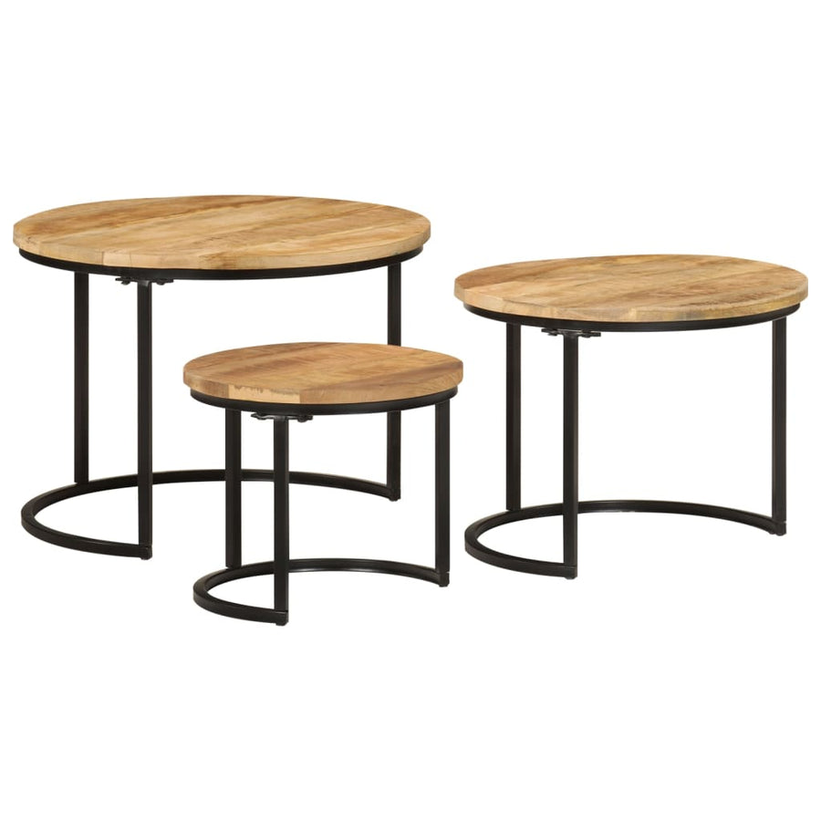 Tafeltjesset Massief Ruw Mangohout 3 Ø 35 x 29 cm massief mangohout