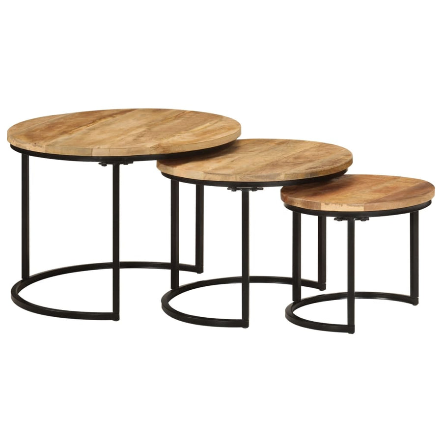 Tafeltjesset Massief Ruw Mangohout 3 Ø 35 x 29 cm massief mangohout