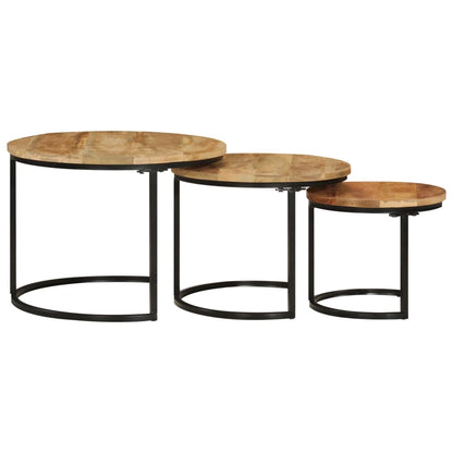 Tafeltjesset Massief Ruw Mangohout 3 Ø 35 x 29 cm massief mangohout