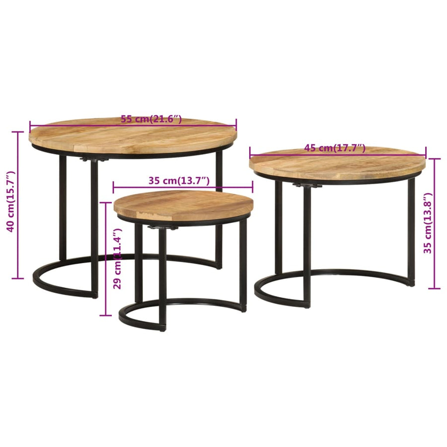 Tafeltjesset Massief Ruw Mangohout 3 Ø 35 x 29 cm massief mangohout