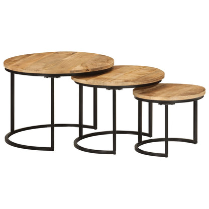 Tafeltjesset Massief Ruw Mangohout 3 Ø 35 x 29 cm massief mangohout