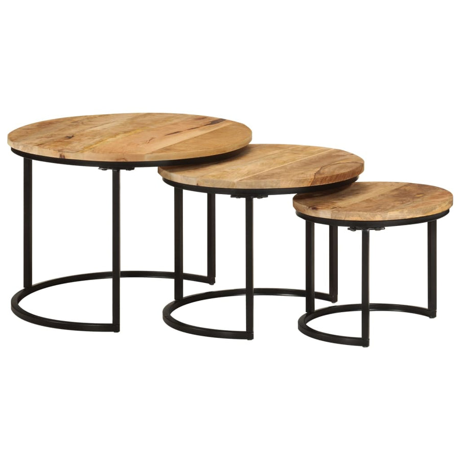 Tafeltjesset Massief Ruw Mangohout 3 Ø 35 x 29 cm massief mangohout
