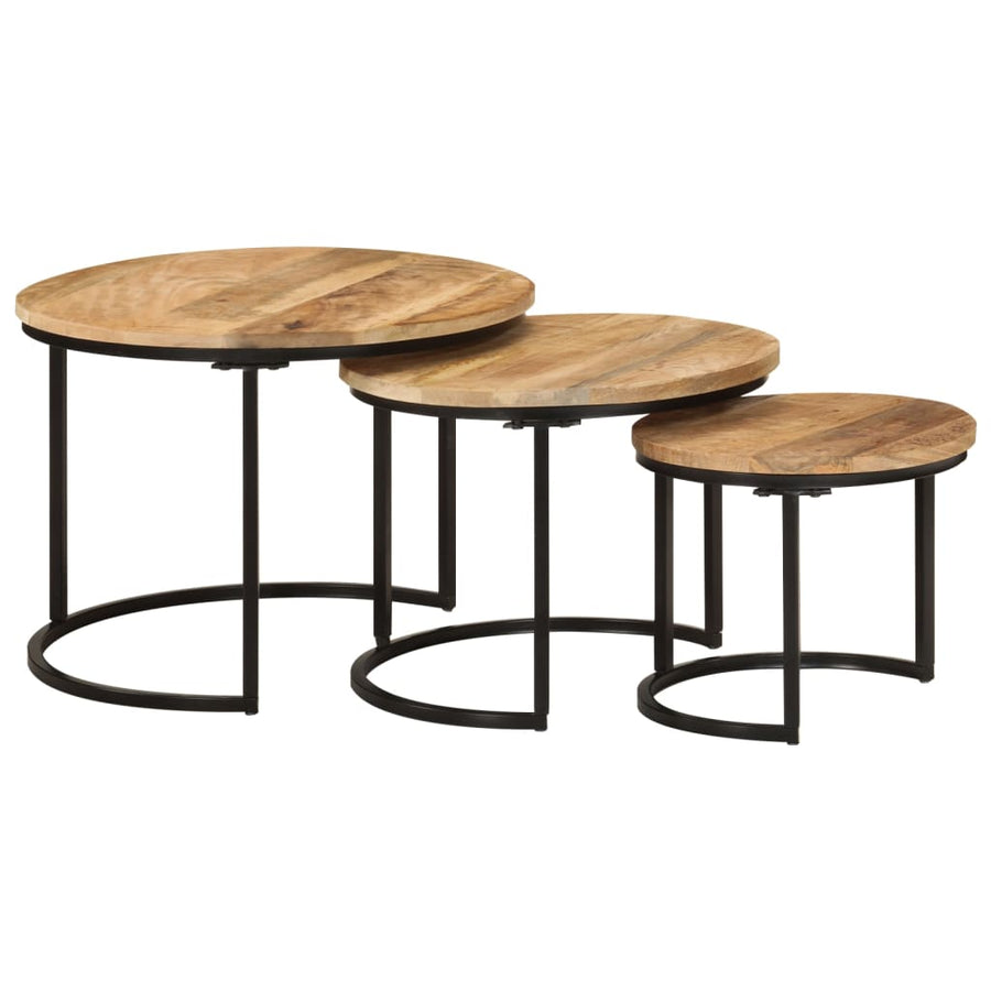 Tafeltjesset Massief Ruw Mangohout 3 Ø 35 x 29 cm massief mangohout