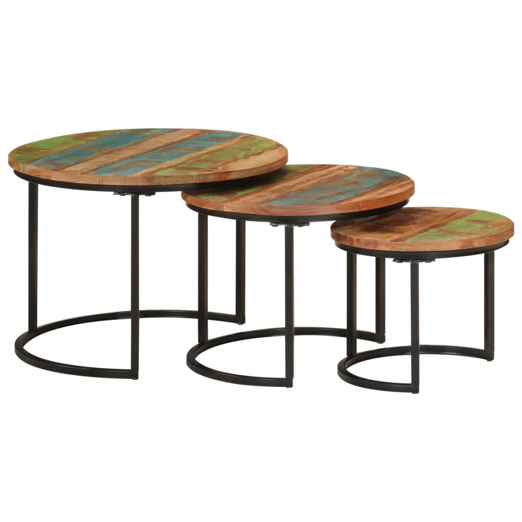 Tafeltjesset 3 Ø 35 x 29 cm massief gerecycled hout