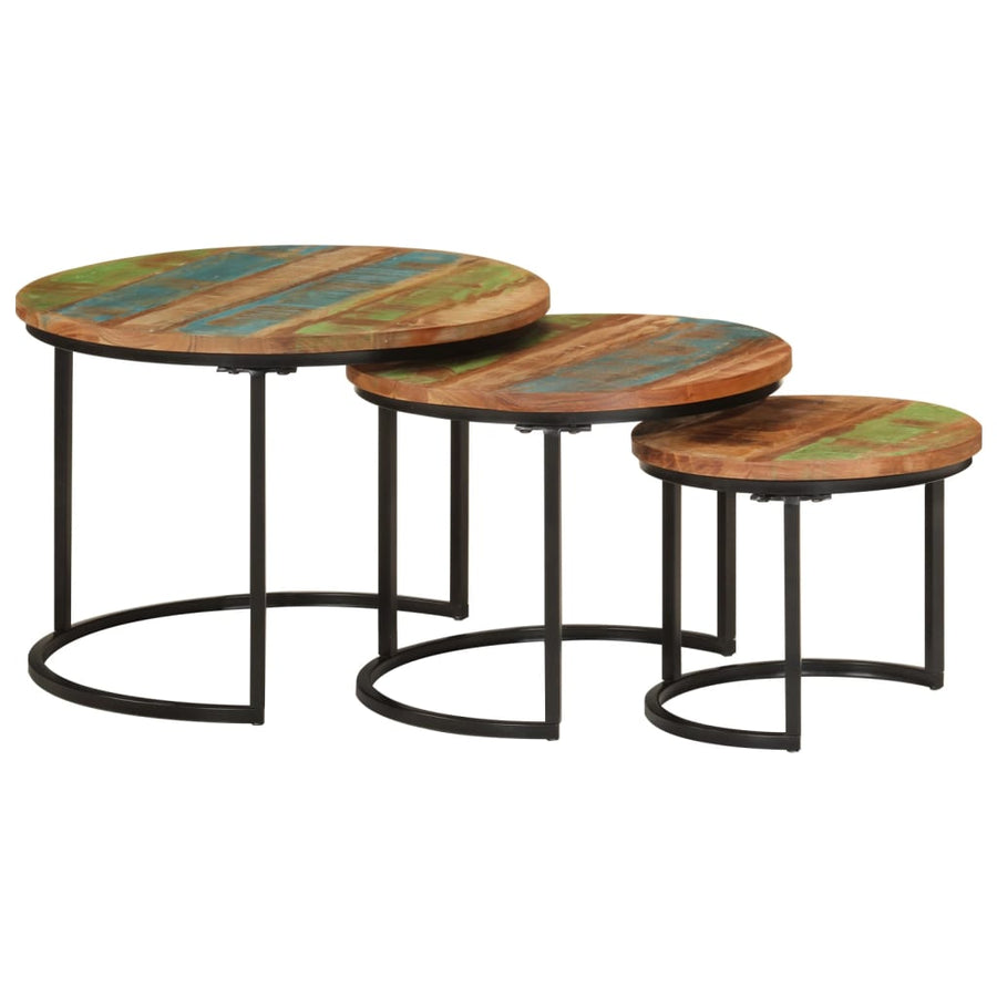 Tafeltjesset 3 Ø 35 x 29 cm massief gerecycled hout