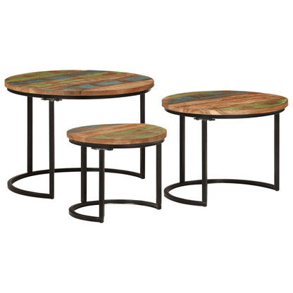 Tafeltjesset 3 Ø 35 x 29 cm massief gerecycled hout