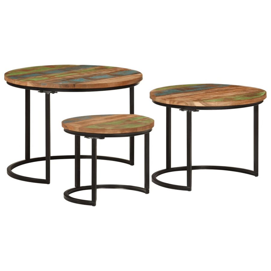 Tafeltjesset 3 Ø 35 x 29 cm massief gerecycled hout