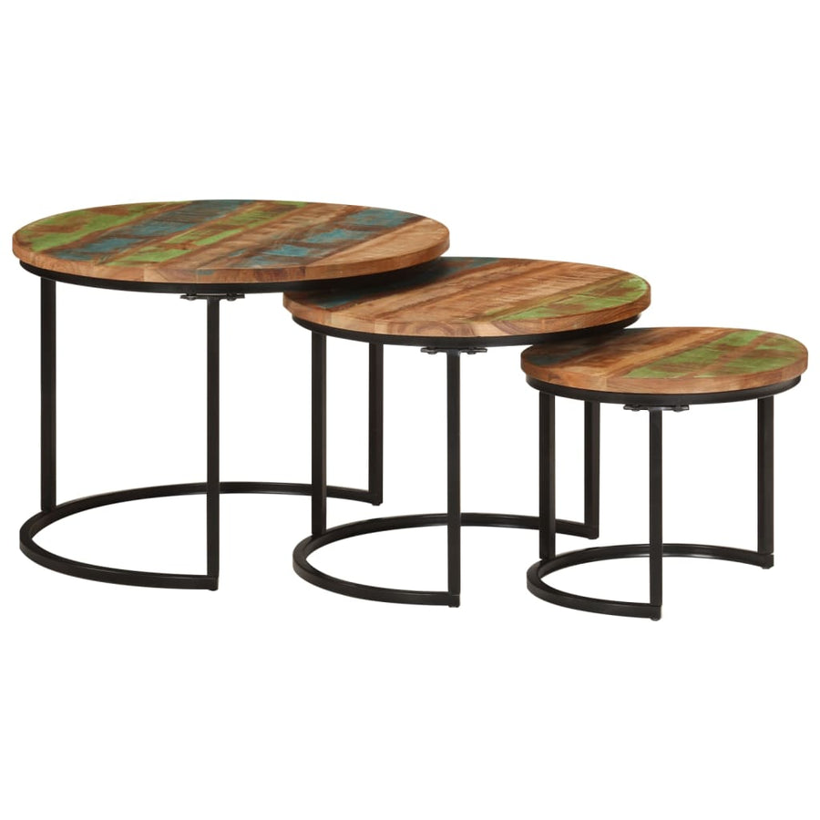 Tafeltjesset 3 Ø 35 x 29 cm massief gerecycled hout