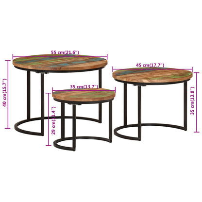 Tafeltjesset 3 Ø 35 x 29 cm massief gerecycled hout