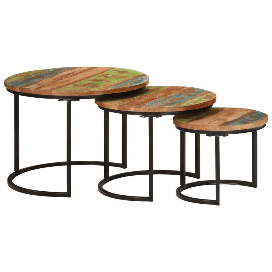 Tafeltjesset 3 Ø 35 x 29 cm massief gerecycled hout