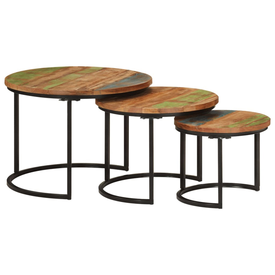 Tafeltjesset 3 Ø 35 x 29 cm massief gerecycled hout