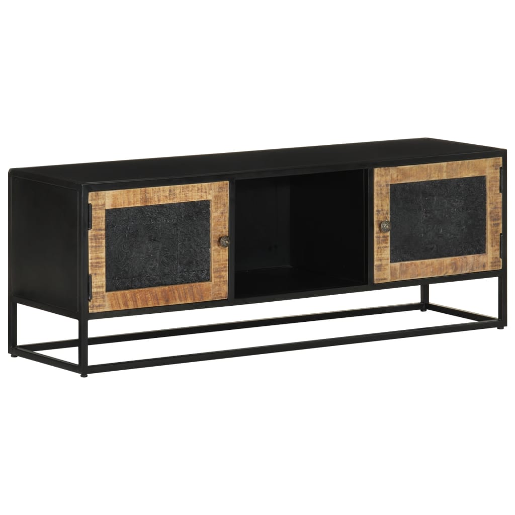 Tv-Meubel 110X30X40 Cm Massief Ruw Mangohout En Ijzer