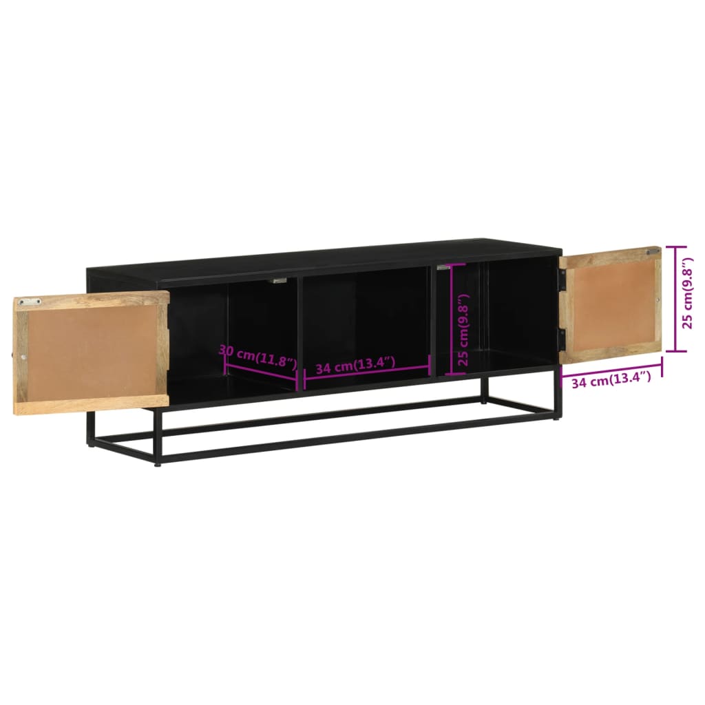 Tv-Meubel 110X30X40 Cm Massief Ruw Mangohout En Ijzer
