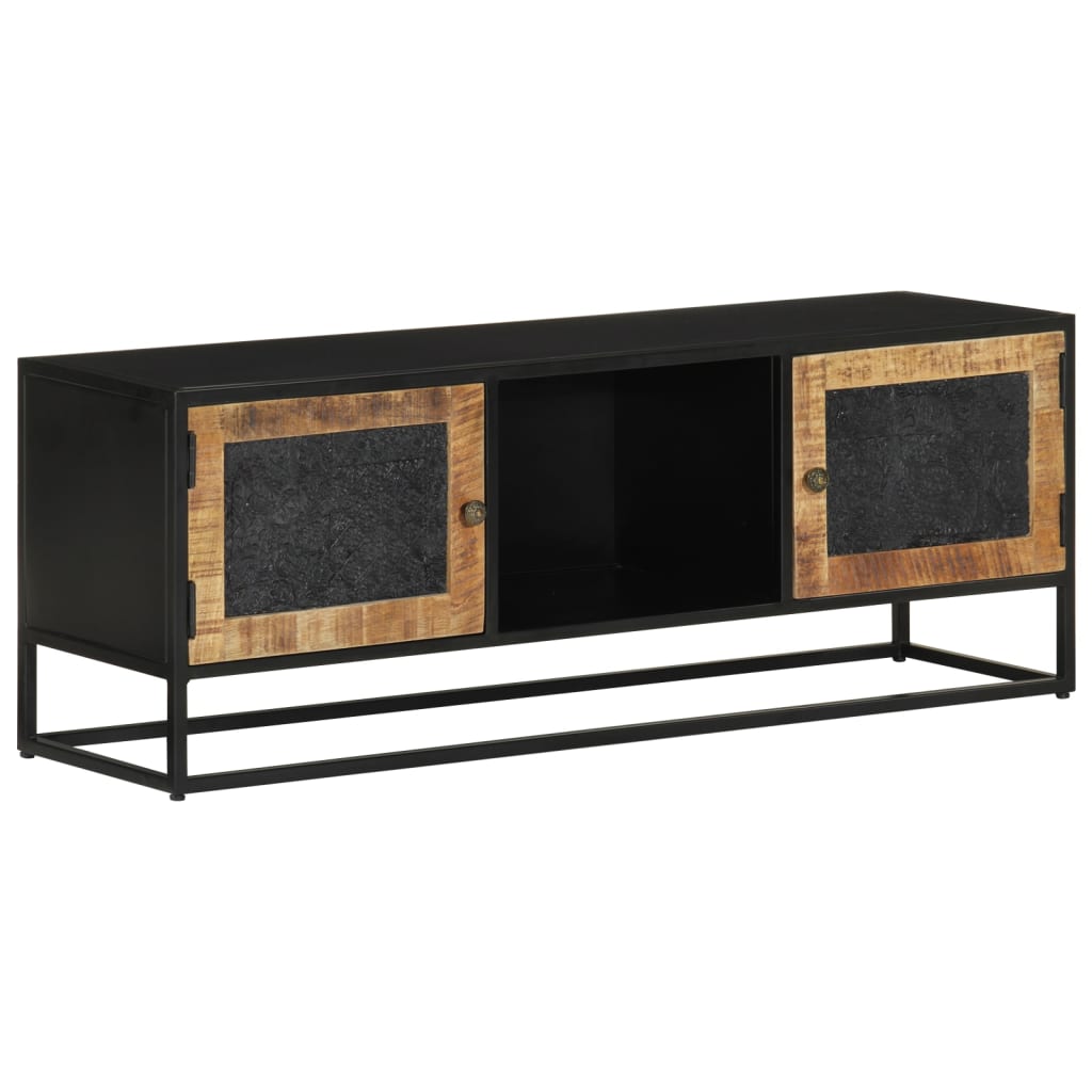 Tv-Meubel 110X30X40 Cm Massief Ruw Mangohout En Ijzer