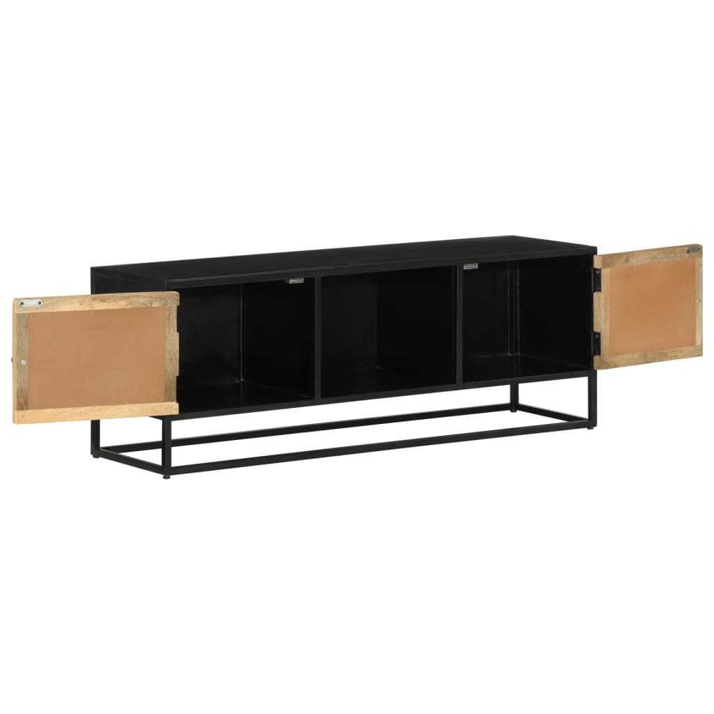 Tv-Meubel 110X30X40 Cm Massief Ruw Mangohout En Ijzer