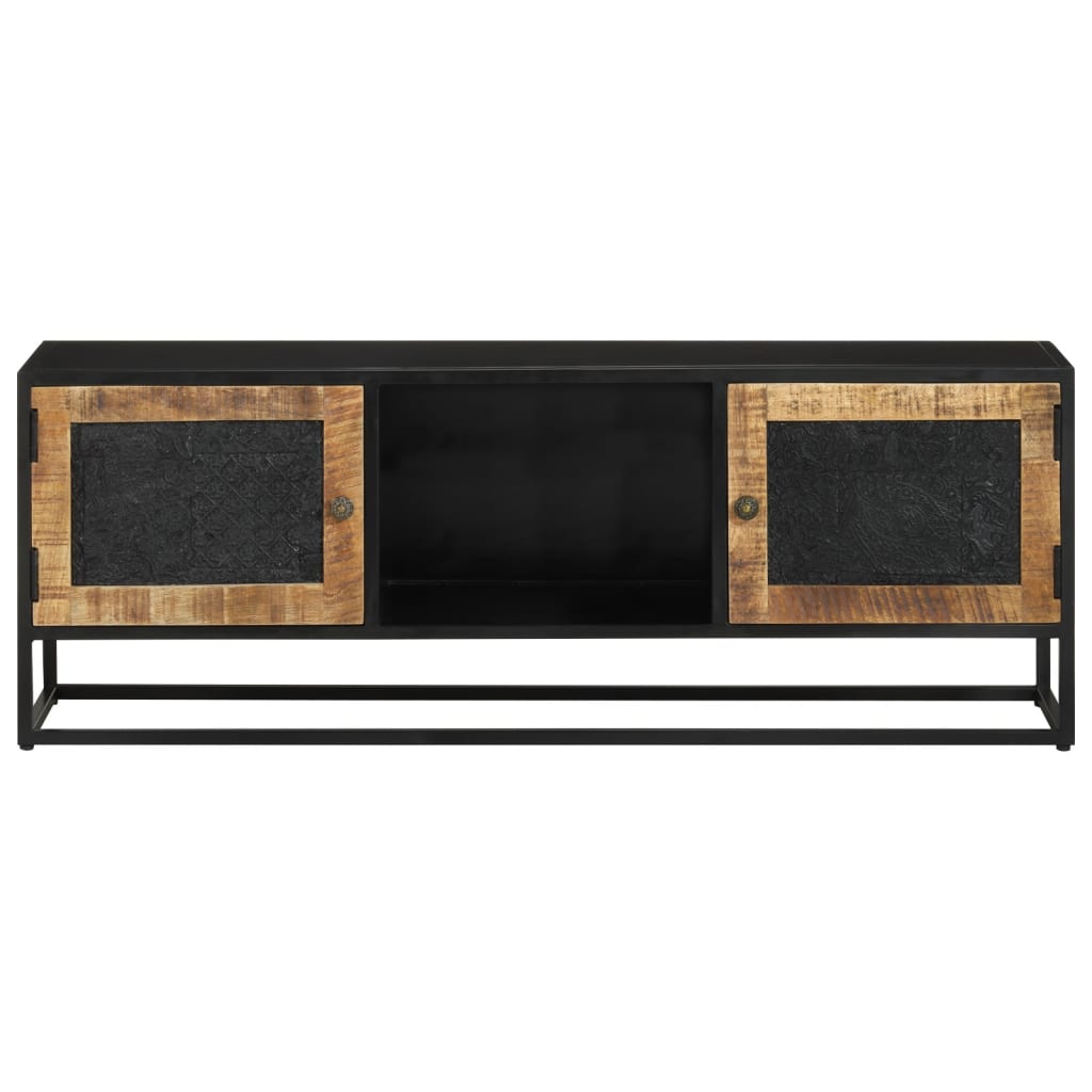 Tv-Meubel 110X30X40 Cm Massief Ruw Mangohout En Ijzer