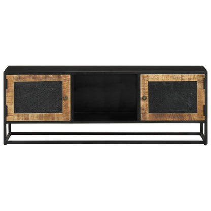 Tv-Meubel 110X30X40 Cm Massief Ruw Mangohout En Ijzer