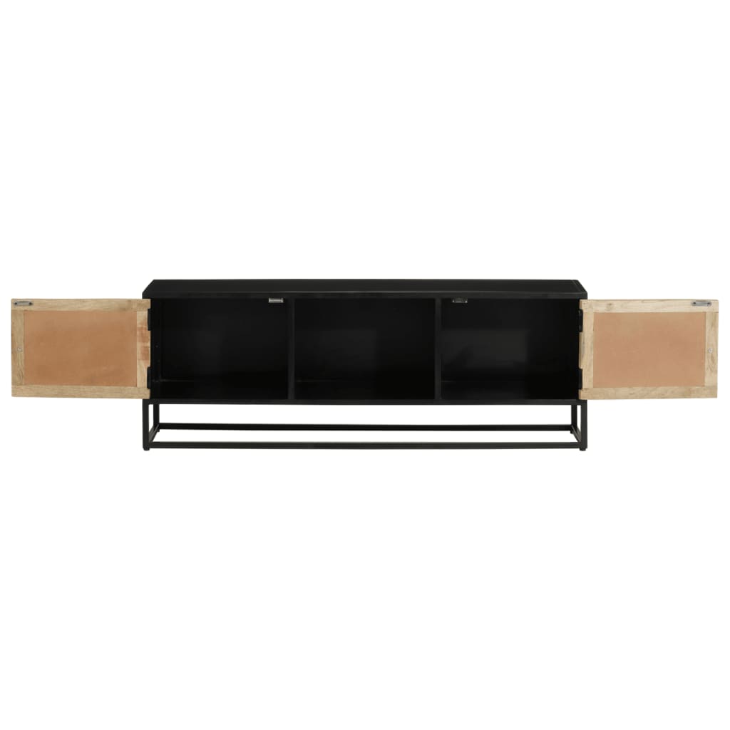 Tv-Meubel 110X30X40 Cm Massief Ruw Mangohout En Ijzer