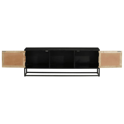 Tv-Meubel 110X30X40 Cm Massief Ruw Mangohout En Ijzer