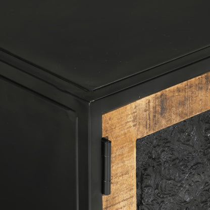 Tv-Meubel 110X30X40 Cm Massief Ruw Mangohout En Ijzer