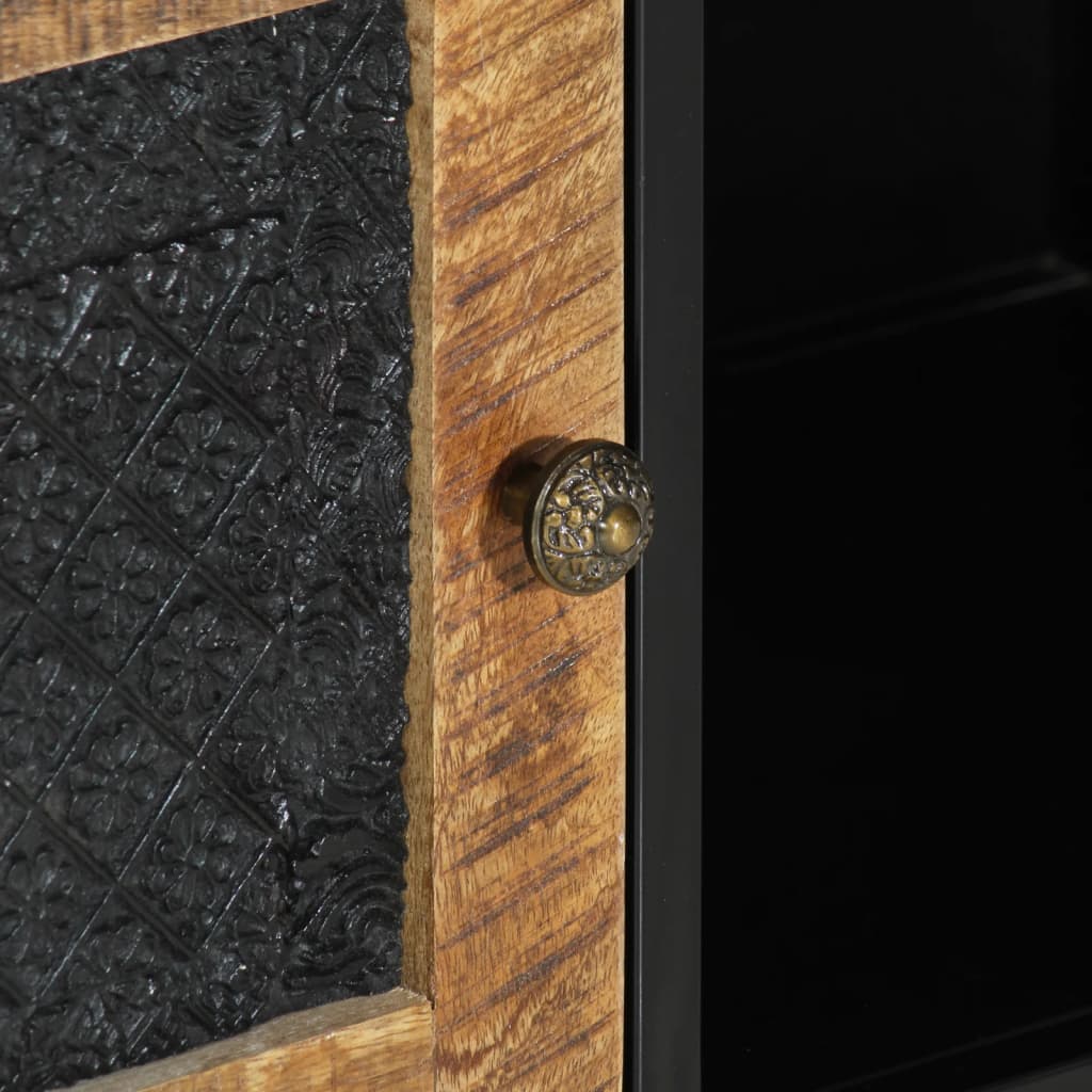 Tv-Meubel 110X30X40 Cm Massief Ruw Mangohout En Ijzer