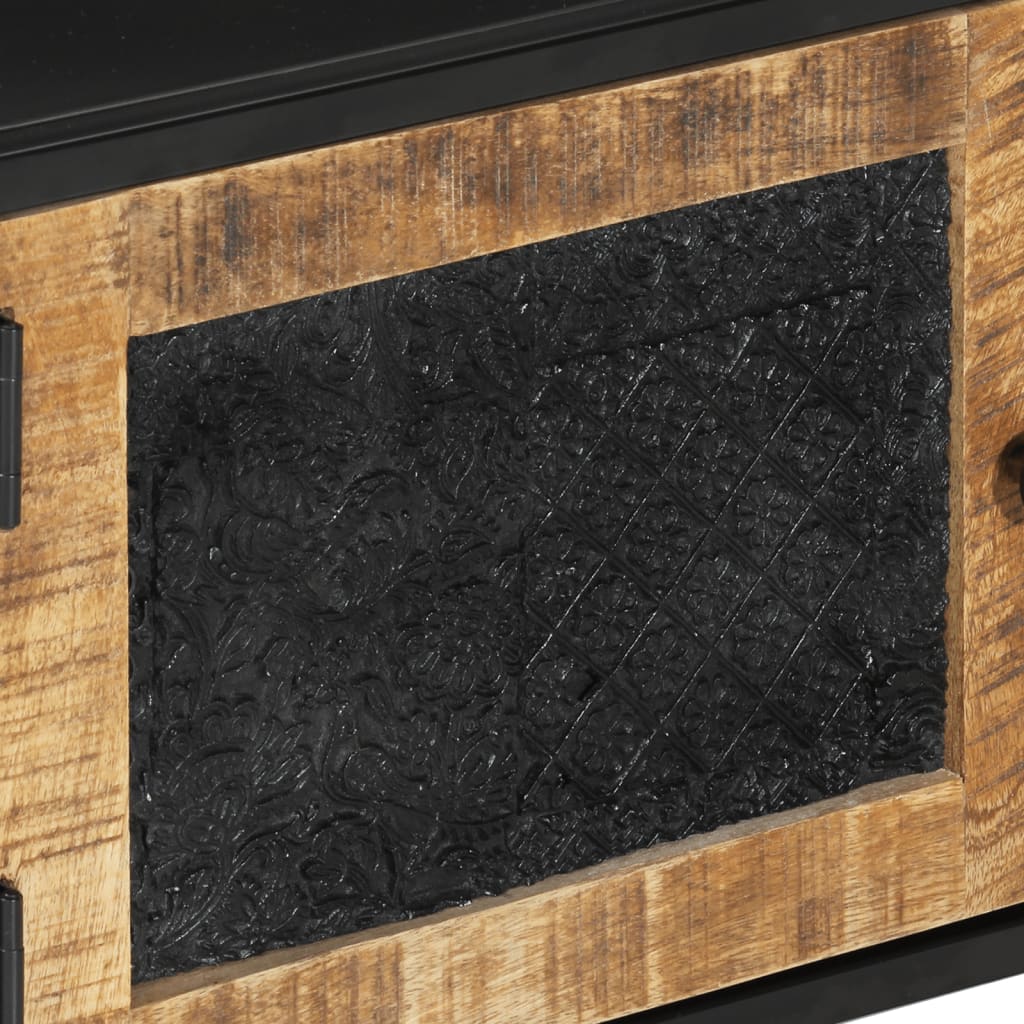 Tv-Meubel 110X30X40 Cm Massief Ruw Mangohout En Ijzer