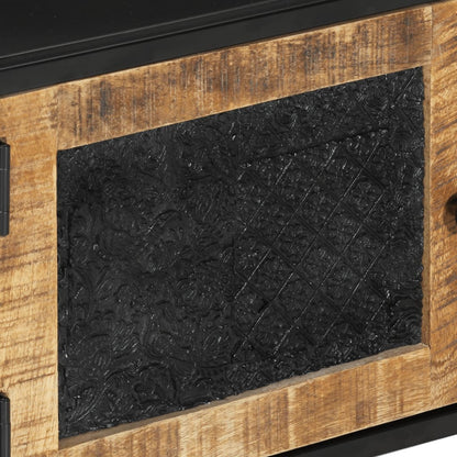 Tv-Meubel 110X30X40 Cm Massief Ruw Mangohout En Ijzer