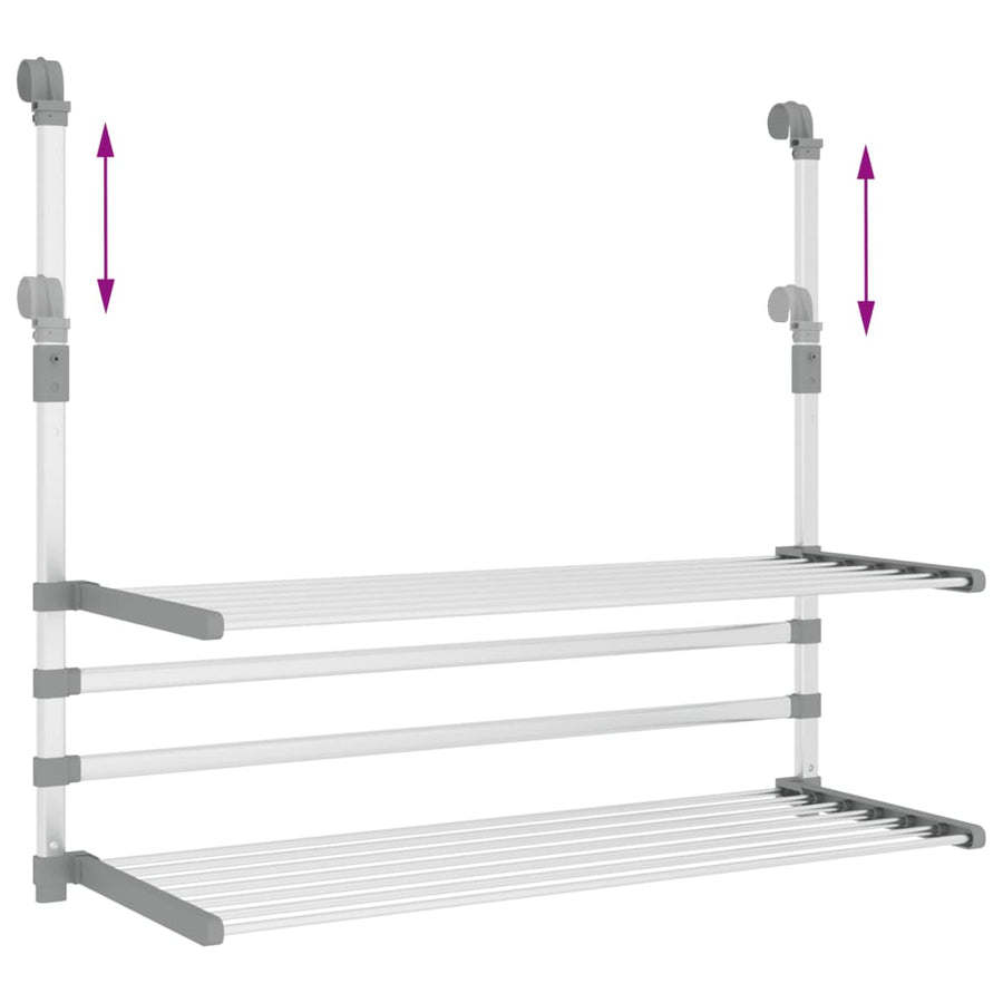 Droogrek Voor Balkon 89X25X(60-95) Cm Aluminium