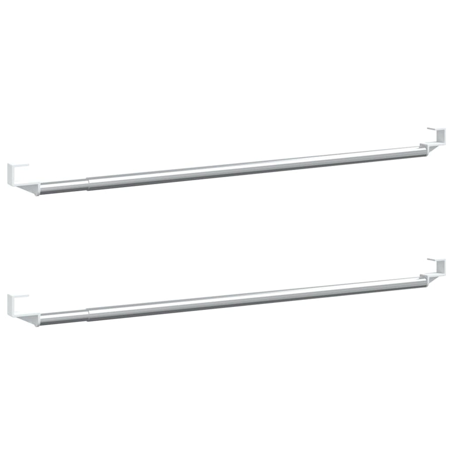 Gordijnrails 2 st 40-60 cm aluminium wit en zilverkleurig