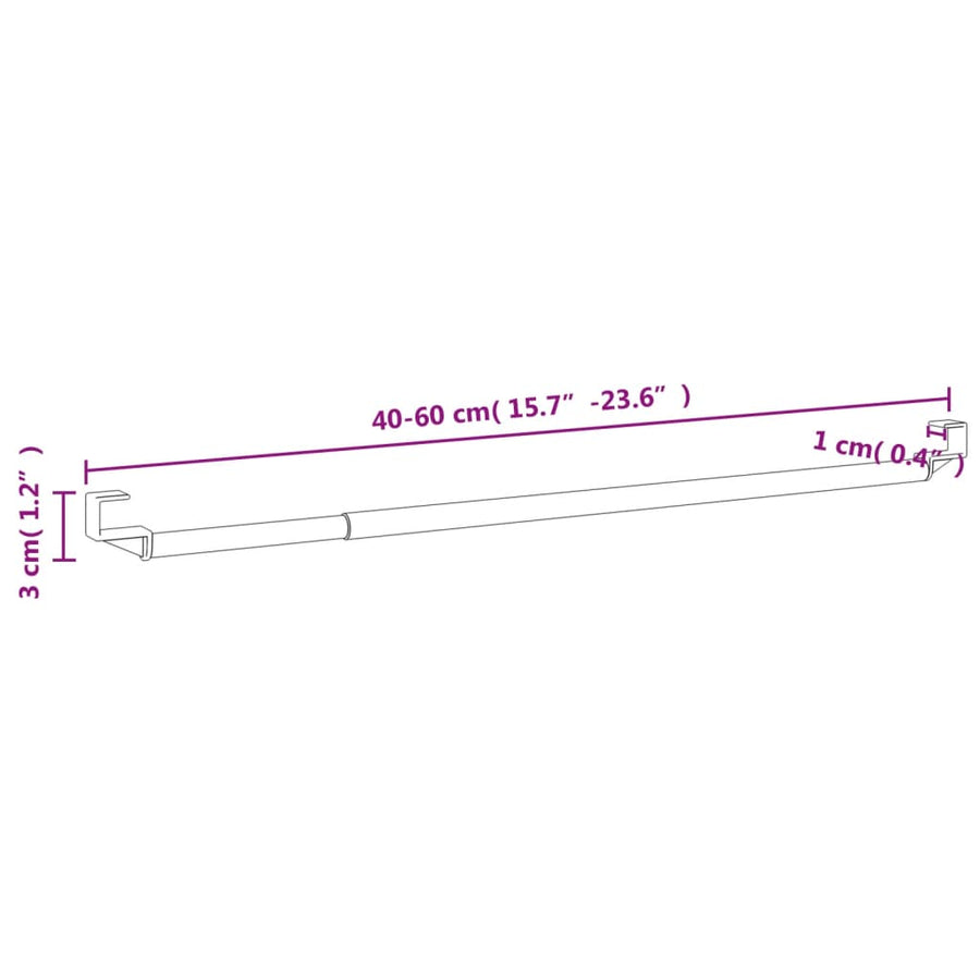 Gordijnrails 2 st 40-60 cm aluminium wit en zilverkleurig