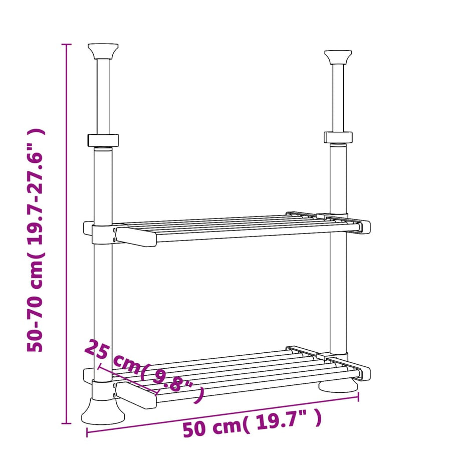Keukenschap 50x25x(50-70) cm aluminium