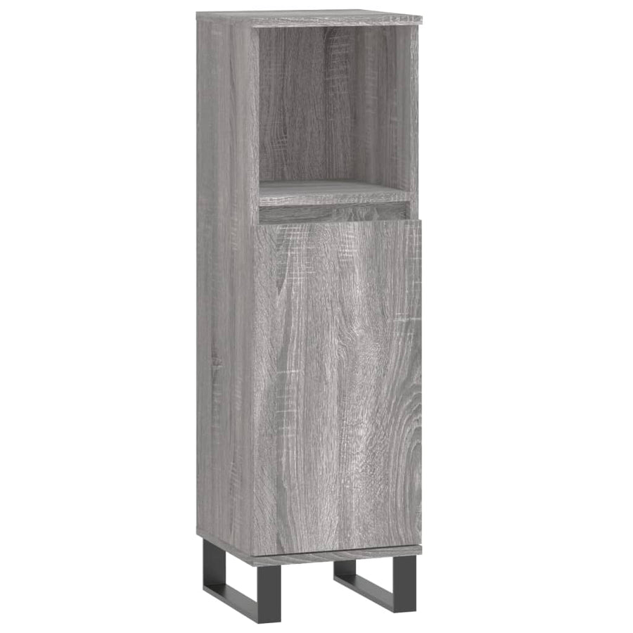-Delige Badkamermeubelset Bewerkt Hout Eikenkleur Grijs sonoma