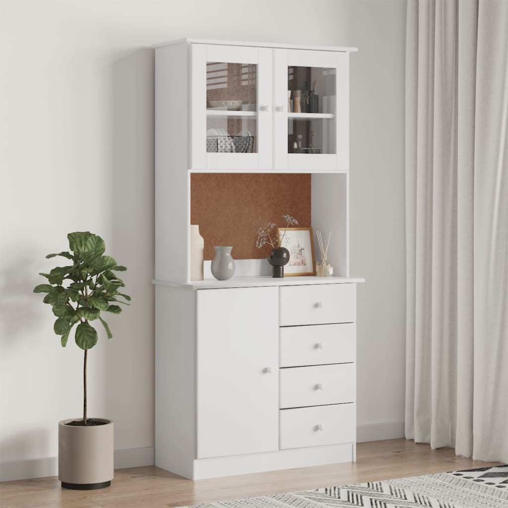 Hoge Kast Alta 77X35X165 Cm Massief Grenenhout Wit