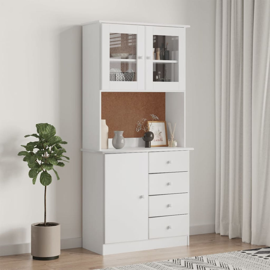 Hoge Kast Alta 77X35X165 Cm Massief Grenenhout Wit