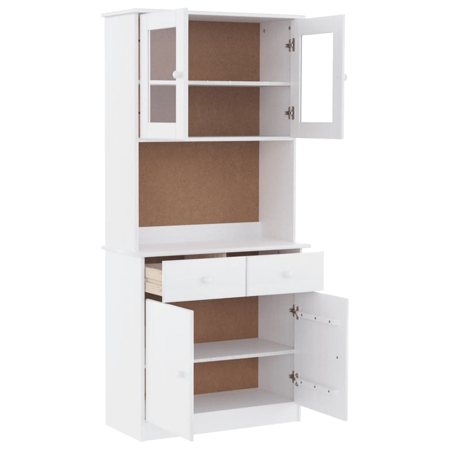 Hoge Kast Alta 77X35X165 Cm Massief Grenenhout Wit