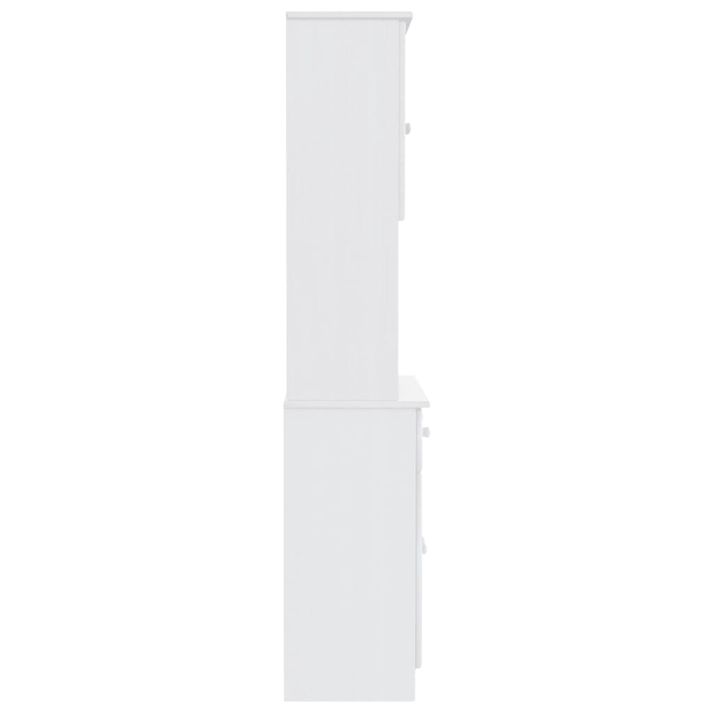 Hoge Kast Alta 77X35X165 Cm Massief Grenenhout Wit
